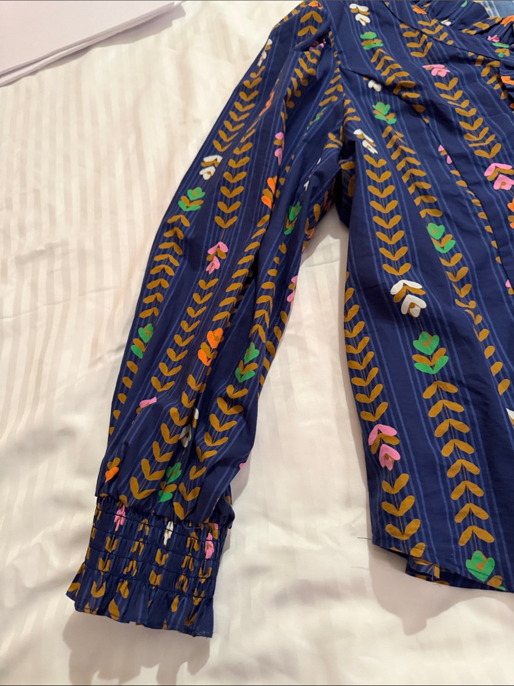 Umgee Navy Floral-Print Ruffle Front Blouse - Picture 6 of 15